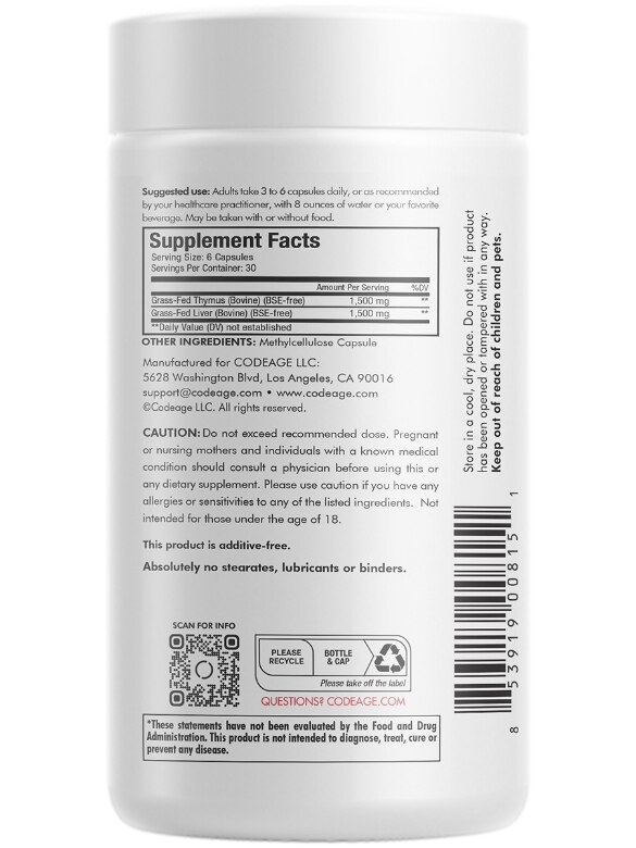 Codeage Beef Thymus - 180 Capsules - Alternate View 9