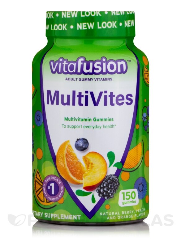 MultiVites Multivitamin Gummy - Natural Berry, Peach & Orange Flavors - 150 Gummies