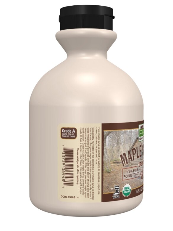 NOW Real Food® - Organic Maple Syrup, Grade A Dark Color - 16 fl. oz (473 ml) - Alternate View 2