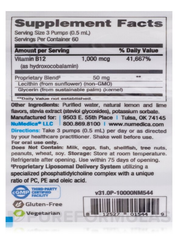 Liposomal Hydroxy B12™ - 1 fl. oz (30 ml) - Alternate View 4