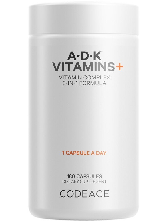 Codeage ADK Vitamin Supplement, Vitamins A, D3 5000 IU, K1 & K2 (MK4 & MK7) - 180 Vegetarian Capsules