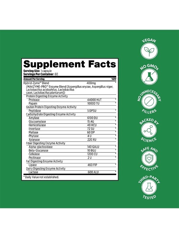 Daily Digestive Enzymes - 60 Capsules - Alternate View 1