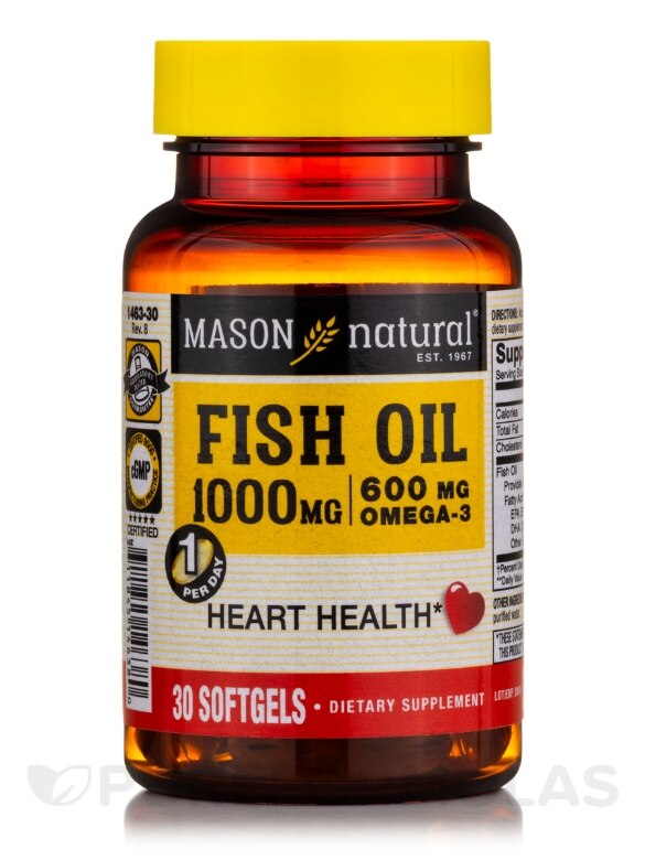 Fish Oil 1000 mg | Omega3 600 mg - 30 Softgels
