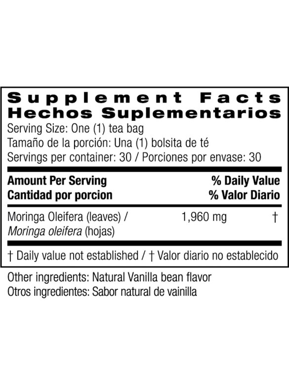 Moringa Vanilla Tea - 30 Tea Bags - Alternate View 1