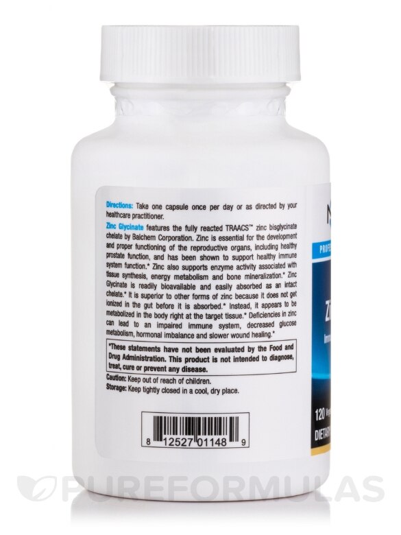 Zinc Glycinate - 120 Vegetable Capsules - Alternate View 2
