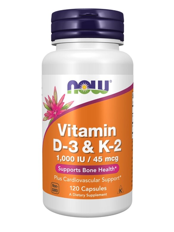 Vitamin D-3 & K-2 1,000 IU/45 mcg - 120 Veg Capsules
