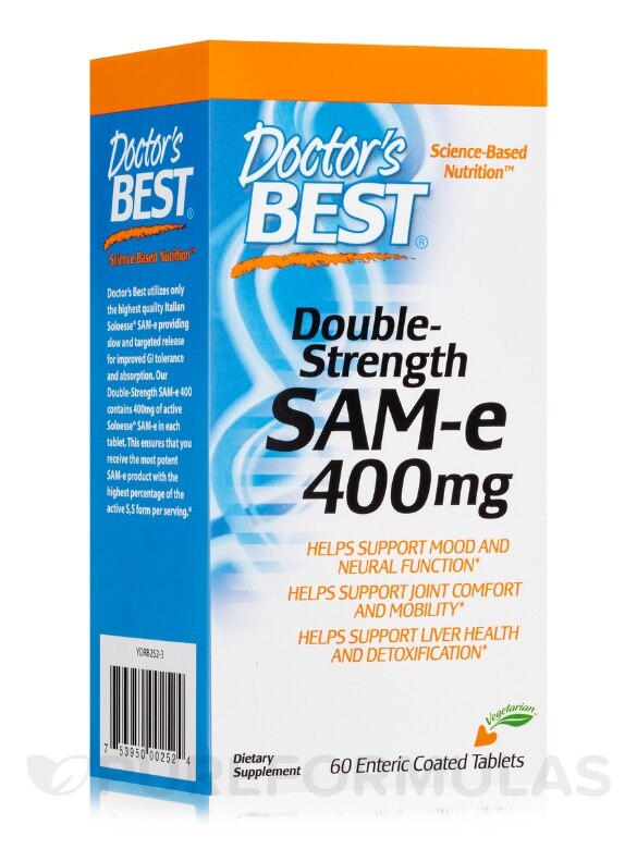 SAM-e 400 mg (Double-Strength) - 60 Enteric Coated Tablets