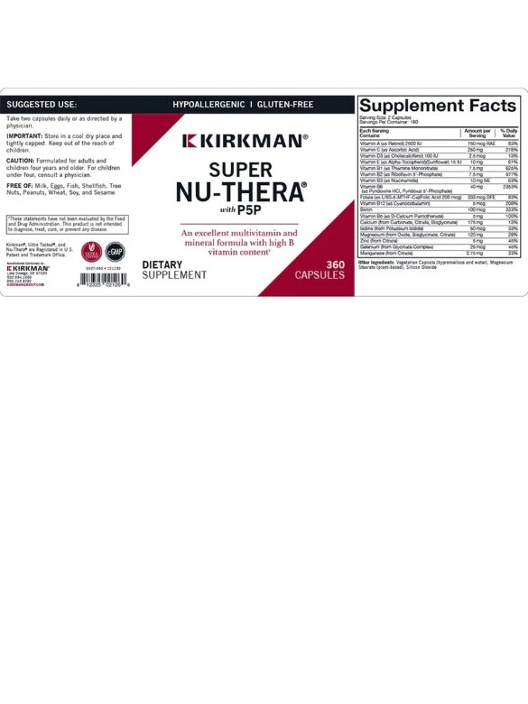 Super Nu-Thera® - Hypoallergenic - 360 Vegetarian Capsules - Alternate View 1