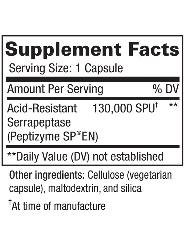 Serrapeptase - 60 Vegetarian Capsules - Alternate View 1