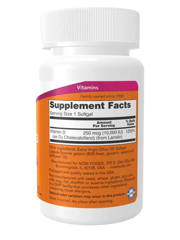High Potency Vitamin D-3 10,000 IU - 30 Softgels - Alternate View 1