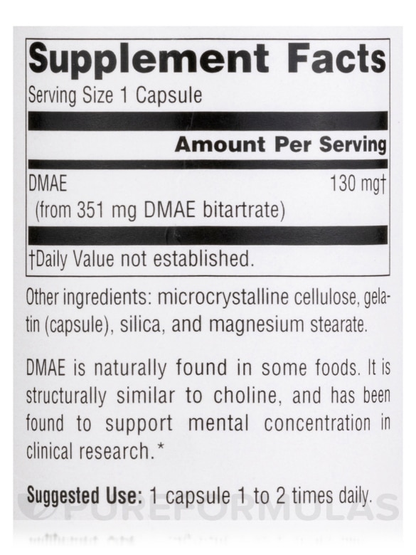 DMAE Caps 351 mg - 100 Capsules - Alternate View 4