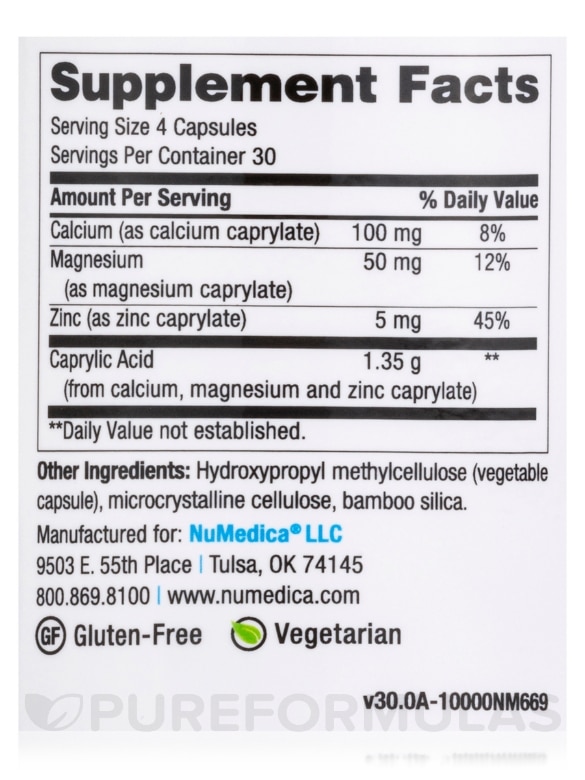 Caprylic Acid - 120 Vegetable Capsules - Alternate View 3