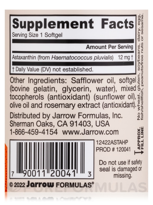 Astaxanthin 12 mg - 30 Softgels - Alternate View 4