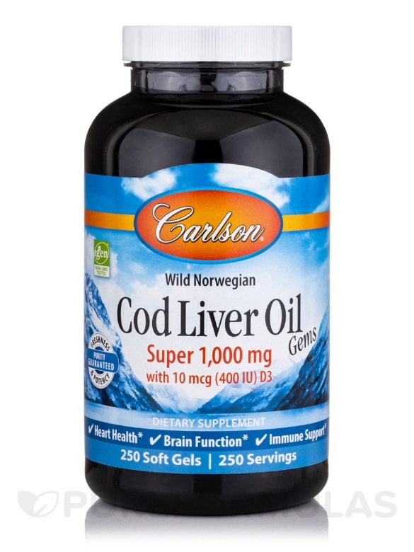 Cod Liver Oil Gems™ Super 1000 mg - 250 Soft Gels