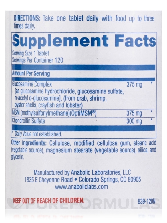 Glucosamine Chondroitin MSM - 120 Tablets - Alternate View 4