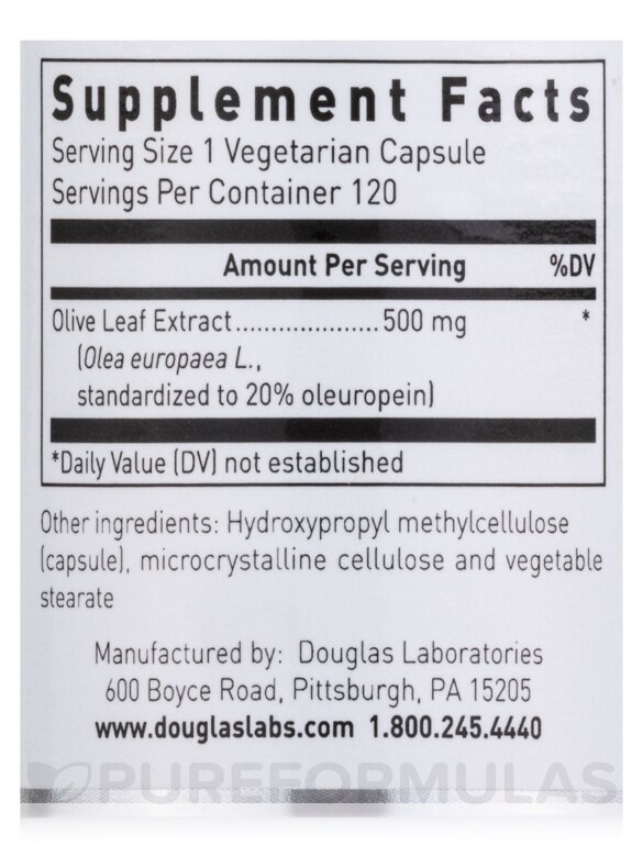 Olive Leaf Extract - 120 Vegetarian Capsules - Alternate View 4