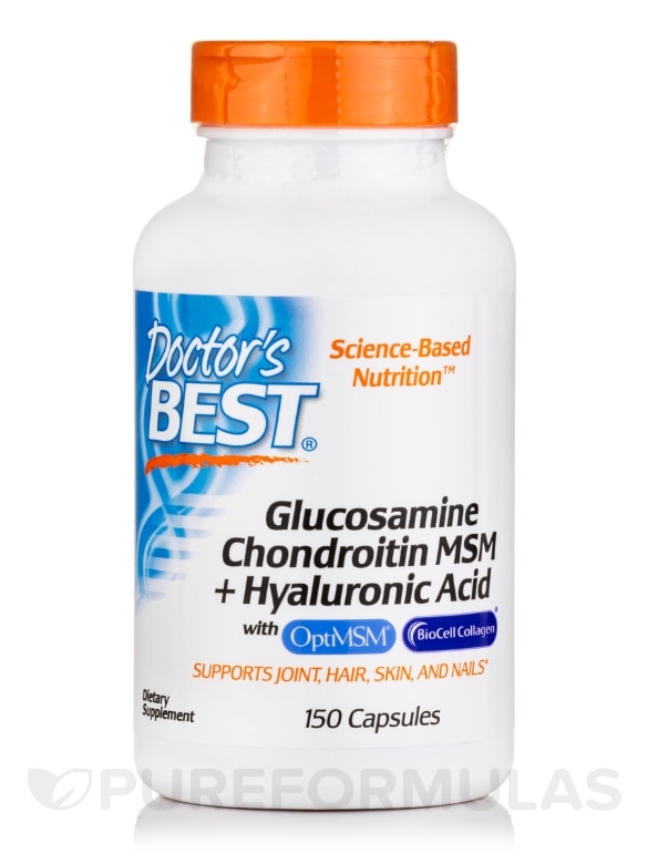 Glucosamine Chondroitin MSM + Hyaluronic Acid with OptiMSM® BioCell Collagen® - 150 Capsules