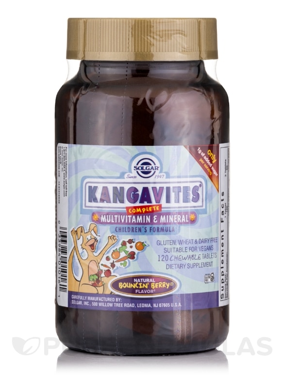 Kangavites Multivitamin & Mineral - Natural Bouncin Berry Flavor - 120 Chewable Tablets