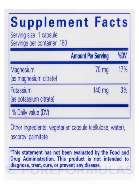 Potassium Magnesium (citrate) - 180 Capsules - Alternate View 4