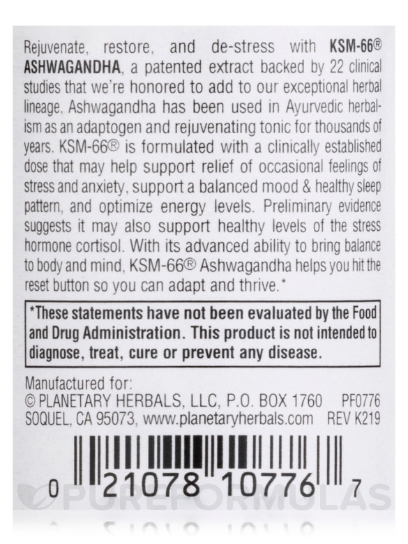 KSM-66® Ashwagandha 600 mg - 30 Vegetarian Capsules - Alternate View 4