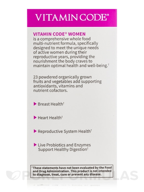 Vitamin Code® - Women's Multi - 120 Vegetarian Capsules - Alternate View 6