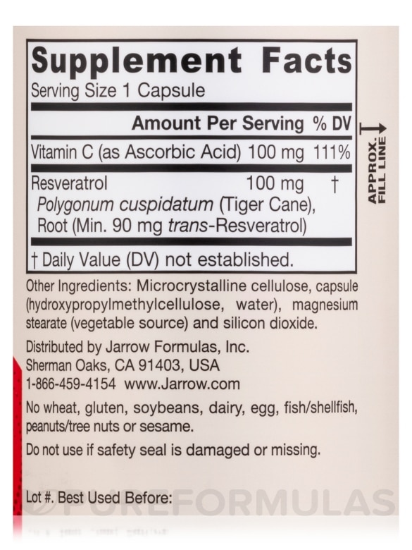 Resveratrol 100 - 120 Vegetarian Capsules - Alternate View 3