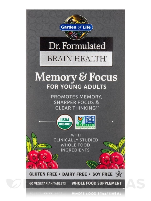 Dr. Formulated Brain Health Memory & Focus for Young Adults - 60 Vegetarian Tablets - Alternate View 2