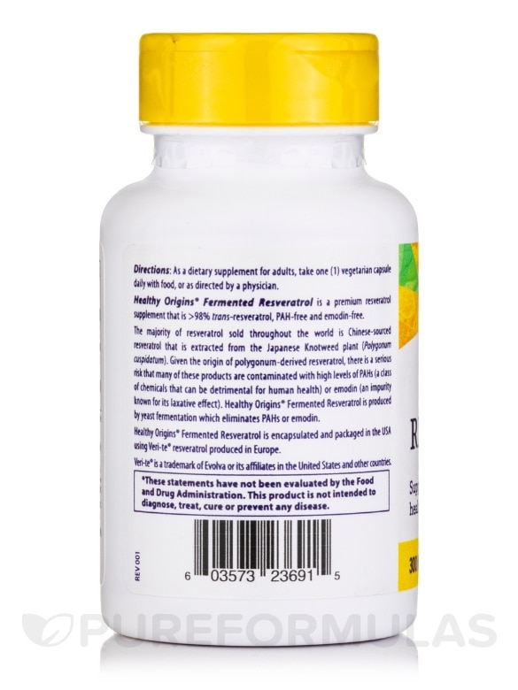 Resveratrol 300 mg (Trans-Resveratrol) - 60 Vcaps® - Alternate View 2