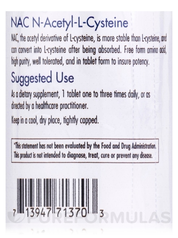 NAC N-Acetyl-L-Cysteine - 120 Tablets - Alternate View 4