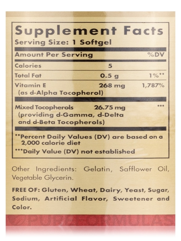 Vitamin E 268 mg (400 IU) (d-Alpha Tocopherol & Mixed Tocopherols) - 100 Softgels - Alternate View 4