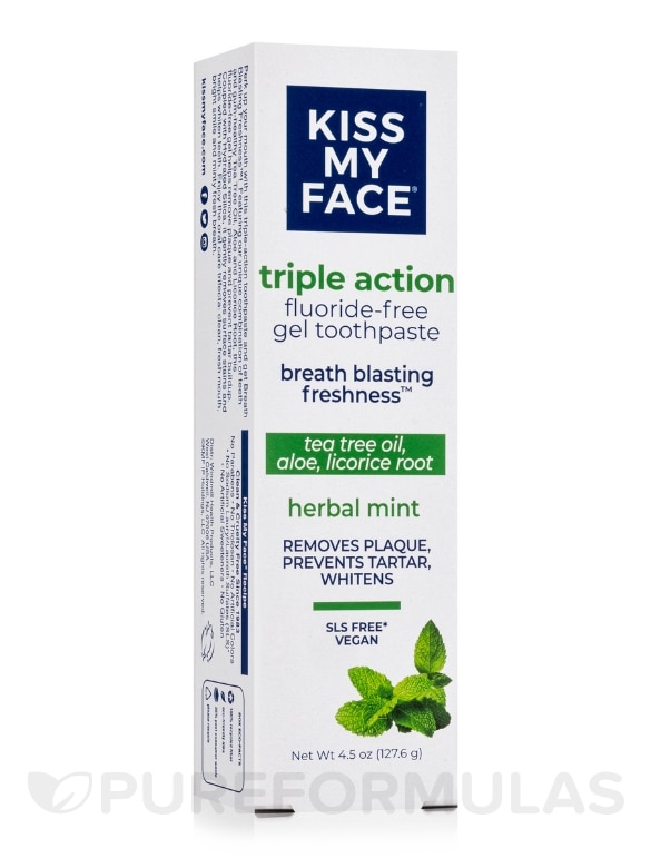 Triple Action Cool Mint Gel Fluoride Free Toothpaste - 4.5 oz (127.6 Grams)