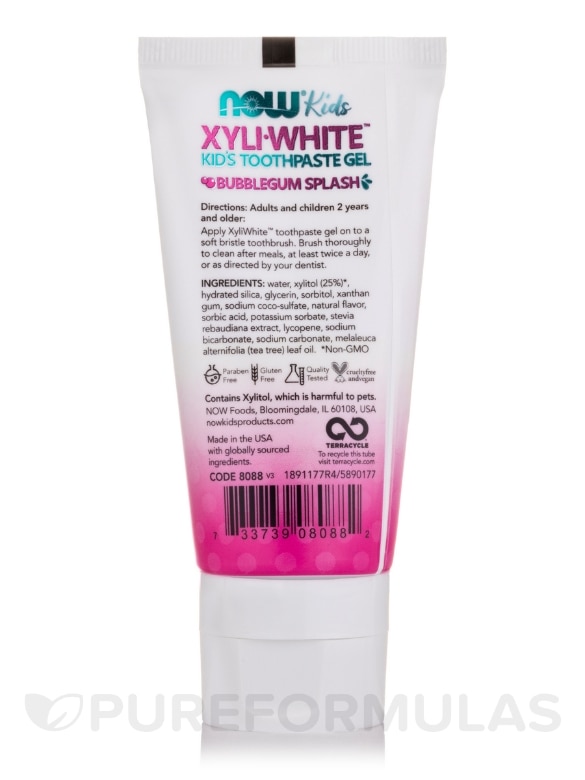 NOW® Solutions - XyliWhite™ Toothpaste Gel for Kids, Bubblegum Splash - 3 oz (85 Grams) - Alternate View 1