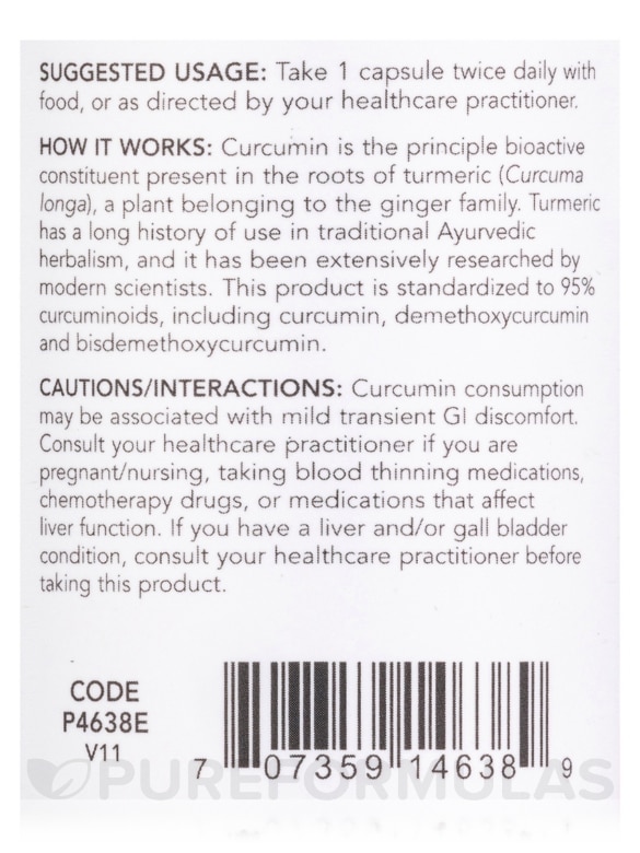 Curcumin (Turmeric Root Extract) 665 mg - 60 Veg Capsules - Alternate View 4