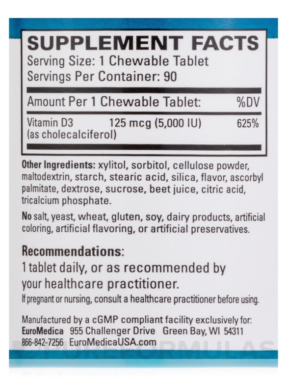 Vitamin D3 5000 IU (Chewable Mixed Berry) - 90 Tablets - Alternate View 4