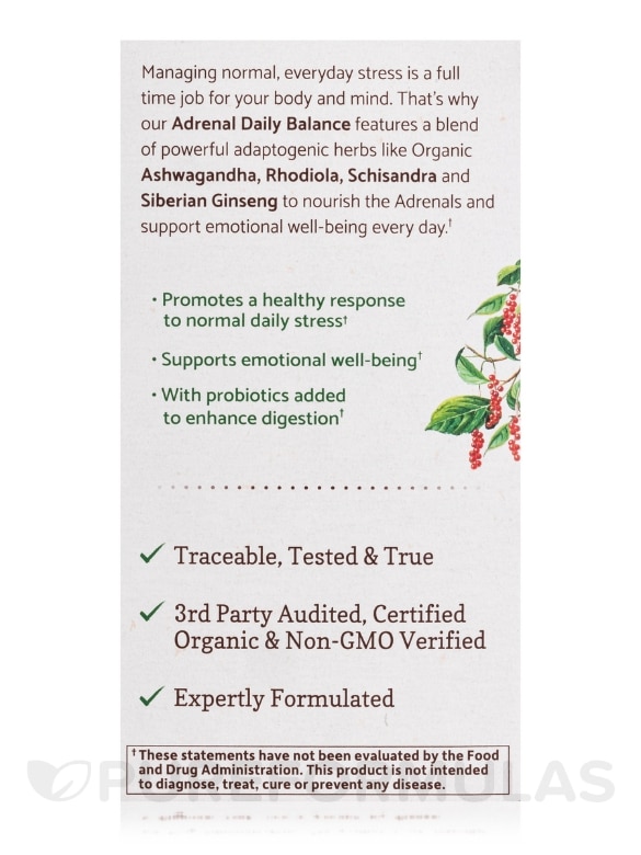 mykind Organics Adrenal Daily Balance - 120 Vegan Tablets - Alternate View 6
