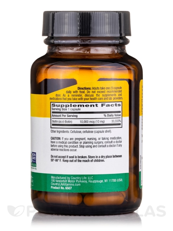 High Potency Biotin 10 mg - 60 Vegan Capsules - Alternate View 1