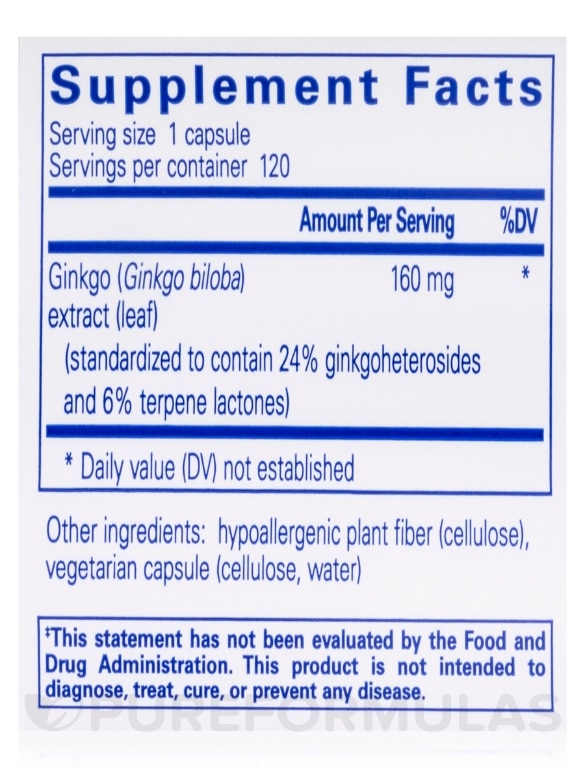 Ginkgo 50 160 mg - 120 Capsules - Alternate View 3
