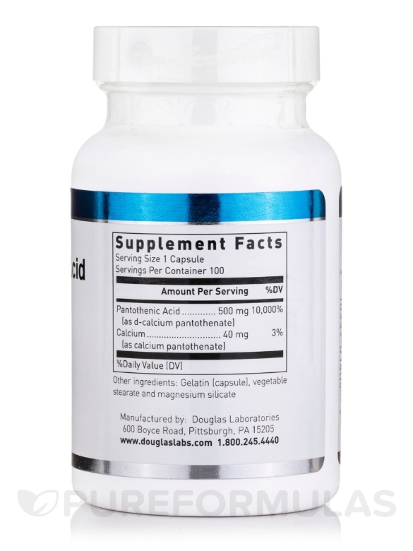 Pantothenic Acid 500 mg - 100 Capsules - Alternate View 1
