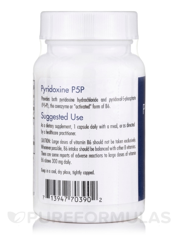 Pyridoxine P5P (B-6) - 60 Vegetarian Capsules - Alternate View 2