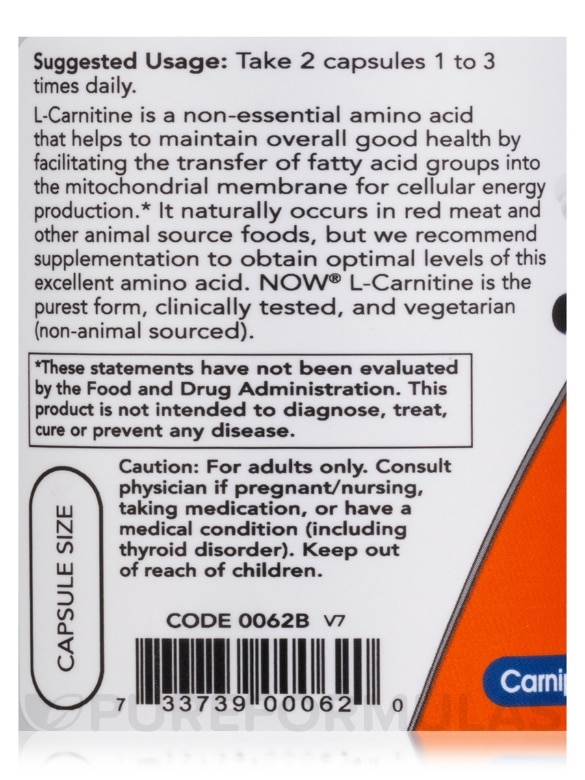 L-Carnitine 250 mg - 60 Capsules - Alternate View 4