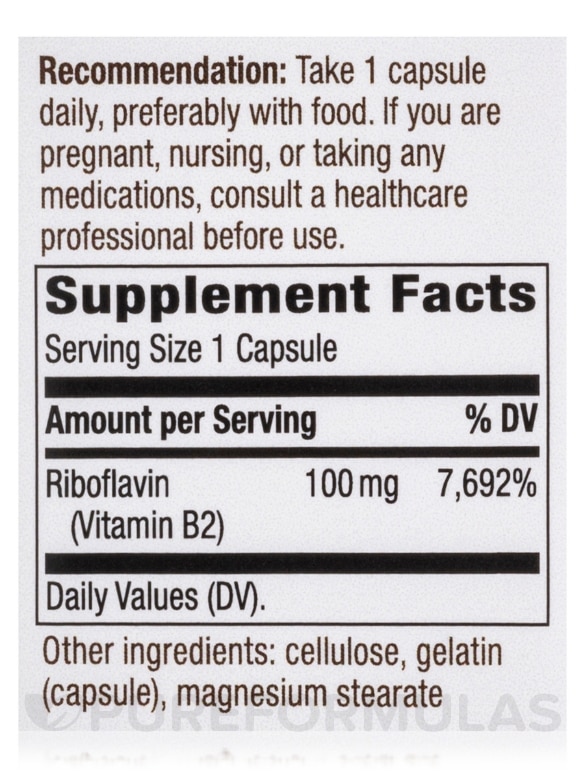 Riboflavin 100 mg (Vitamin B-2) - 100 Capsules - Alternate View 4