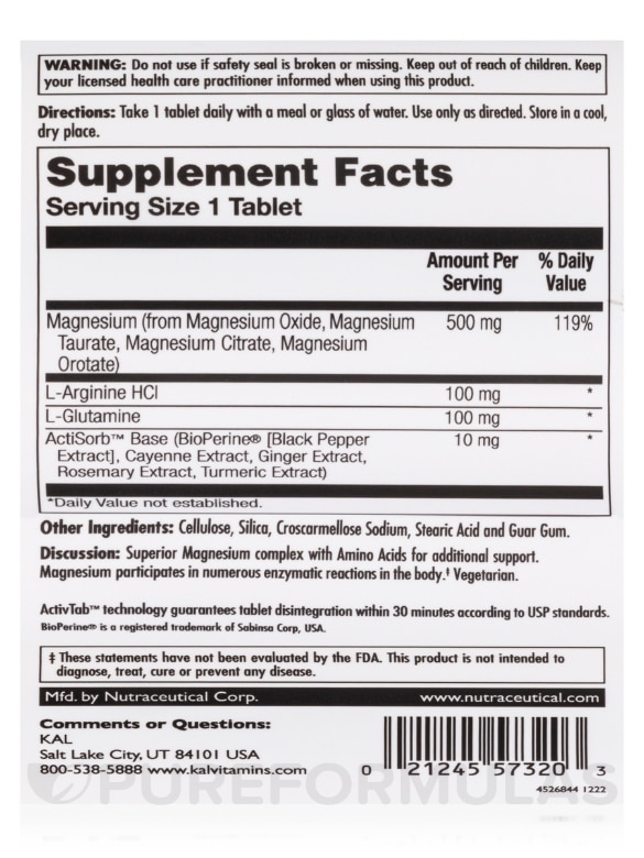Magnesium 500 mg - 60 Tablets - Alternate View 4