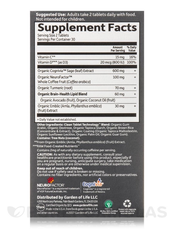 Dr. Formulated Brain Health Memory & Focus for Young Adults - 60 Vegetarian Tablets - Alternate View 3