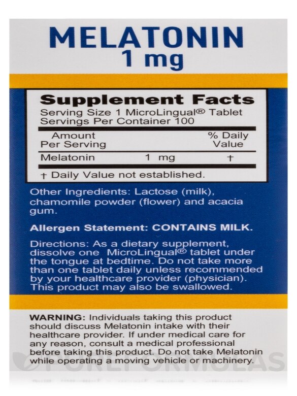 Melatonin 1 mg - 100 MicroLingual® Tablets - Alternate View 7