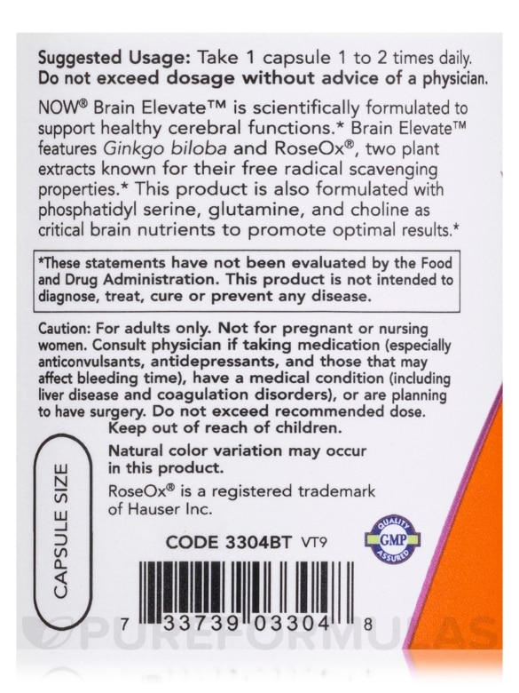 Brain Elevate™ - 120 Veg Capsules - Alternate View 4