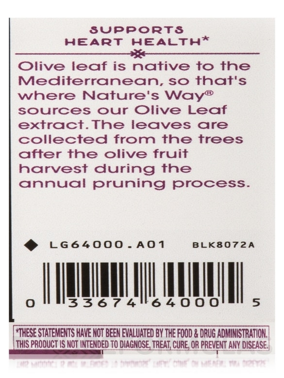 Olive Leaf (12% Oleuropein) - 60 Vegan Capsules - Alternate View 6