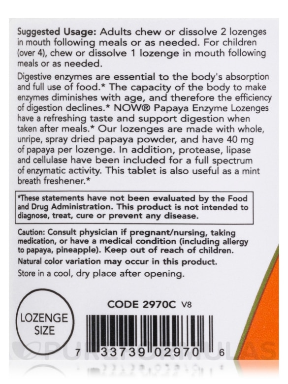 Papaya Enzymes (Chewable) - 180 Lozenges - Alternate View 4