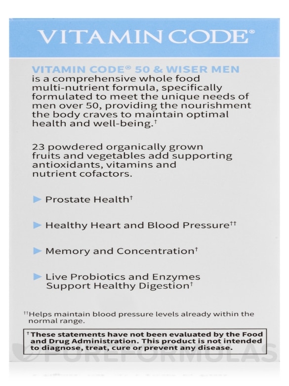 Vitamin Code® - 50 & Wiser Men - 240 Vegetarian Capsules - Alternate View 9