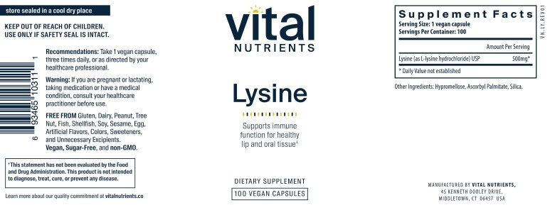 Lysine 500 mg - 100 Capsules - Alternate View 4