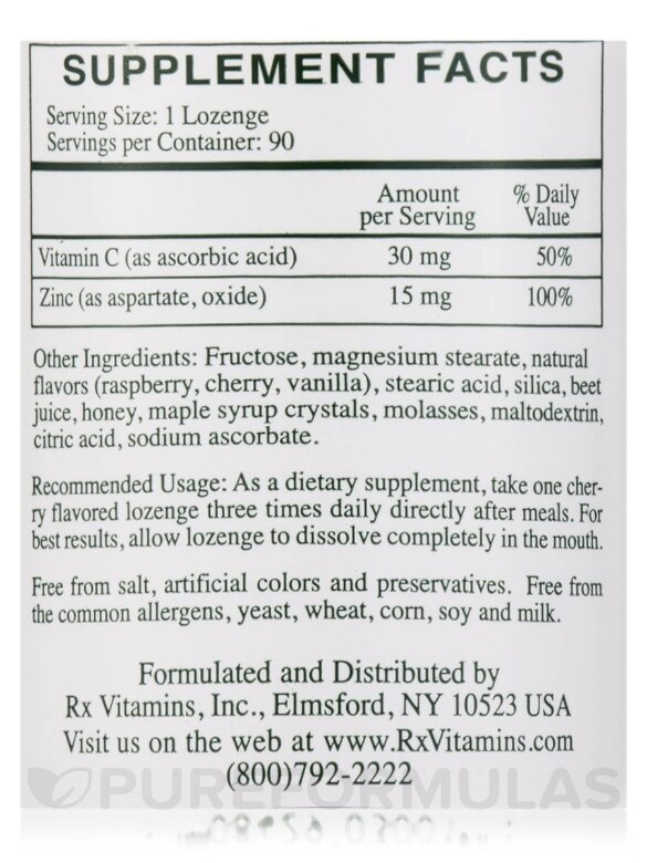 Zinc (46 mg Zinc Aspartate with Vitamin C) - 90 Lozenges - Alternate View 3